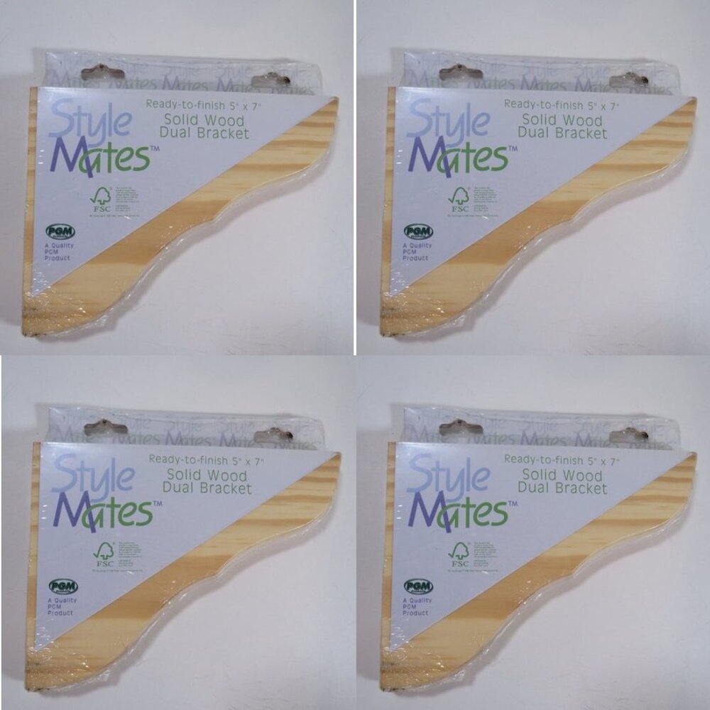 (4) Solid Wood Bracket with metal key hole brackets